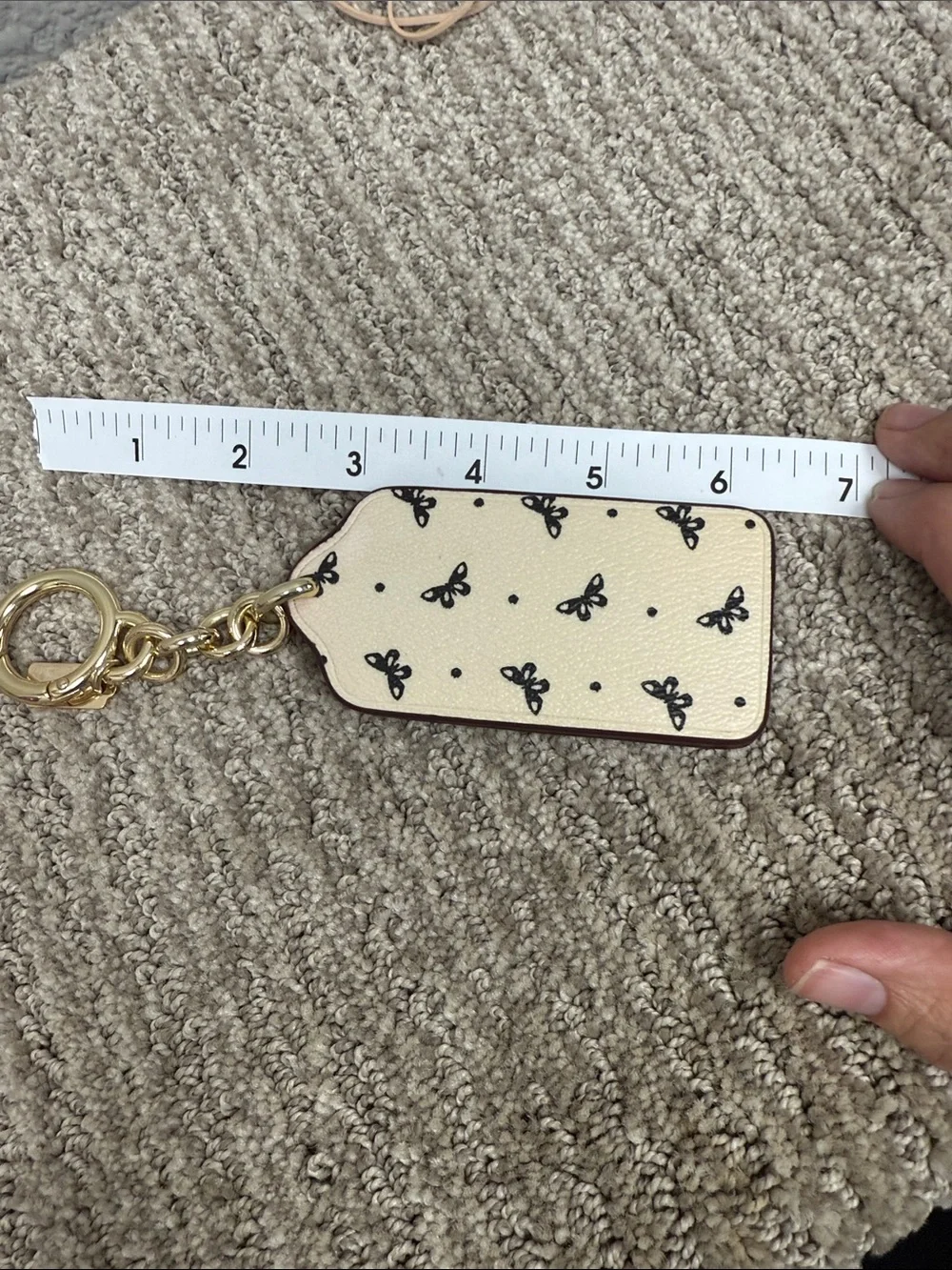 Coach White Butterfly Print Key Chain with Black Motif- NWOT